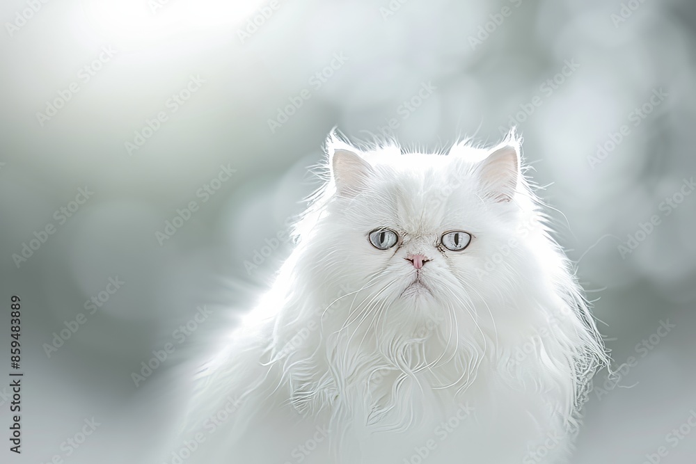 A beautiful white Persian cat sitting elegantly, with soft, fluffy fur and bright, expressive eyes A beautiful white Persian cat sitting elegantly, with soft, fluffy fur and bright, expressive eyes