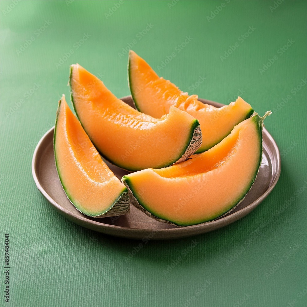 Cantaloupe melon slices in plate Cantaloupe melon slices in plate