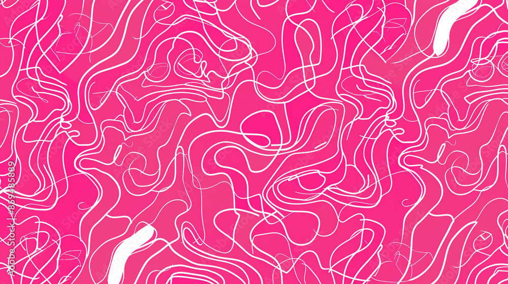 Fun pink line doodle seamless pattern. Creative abstract squiggle style drawing background for children or trendy design with basic shapes. Fun pink line doodle seamless pattern. Creative abstract squiggle style drawing background for children or trendy design with basic shapes.
