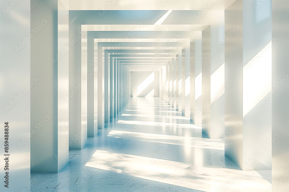 A long, narrow hallway with a lot of glass windows, creating a bright. A long, narrow hallway with a lot of glass windows, creating a bright.