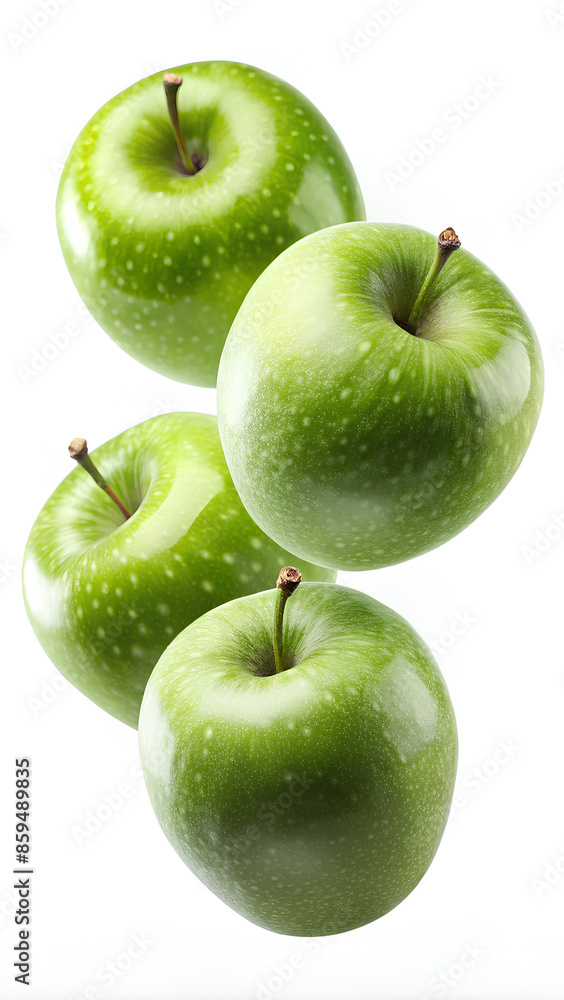 Green apples isolated on white background. clipping path, Selective focus Green apples isolated on white background. clipping path, Selective focus