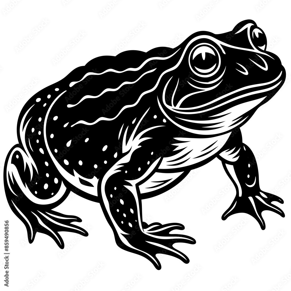 Hand Drawn Frog Silhouette Isolated On White Background. Vector Illustration In Flat Style Hand Drawn Frog Silhouette Isolated On White Background. Vector Illustration In Flat Style
