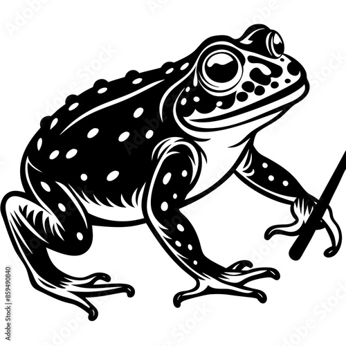 Hand Drawn Frog Silhouette Isolated On White Background. Vector Illustration In Flat Style photo