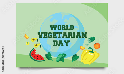 Hand drawn world vegetarian day vegetarian vector