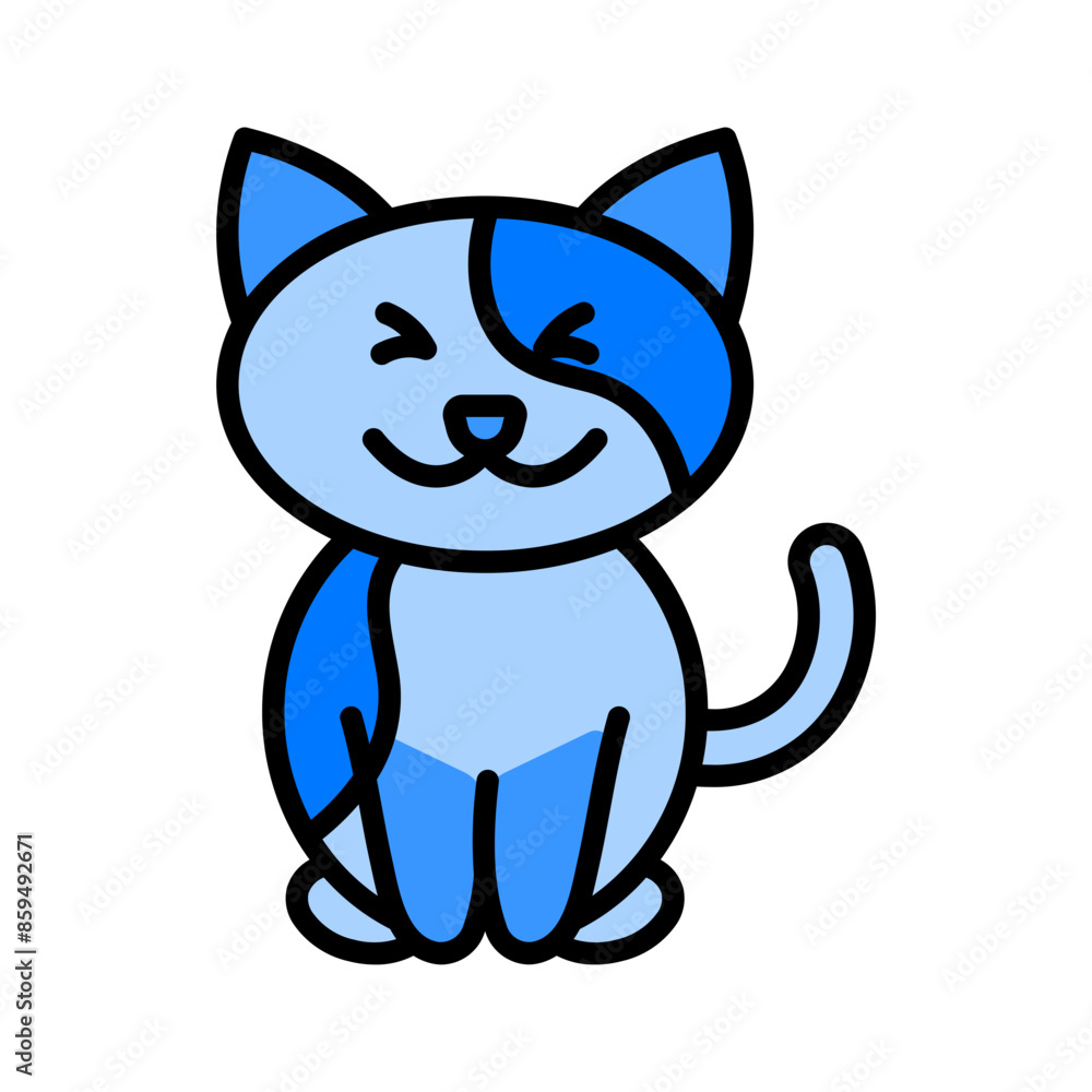 Cute Cat Blue Filled Cute Cat Blue Filled