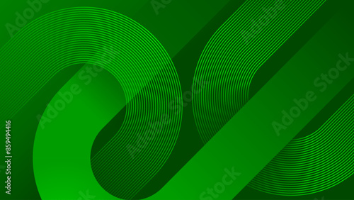 Geometric shape gradient green background. Abstract modern curved lines design illustration. Suit texture for web, banner, brochure, flyer, poster.