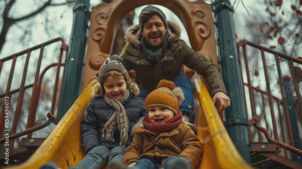 Joyful Family Time at the Playground During Autumn Season Joyful Family Time at the Playground During Autumn Season