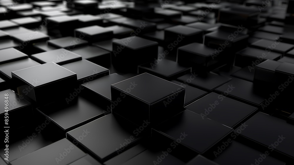 Abstract 3D black squares pattern background Abstract 3D black squares pattern background