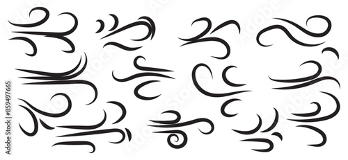 Doodle wind moving line. Breath of the typhoon. Flat Vector isolated illustration
