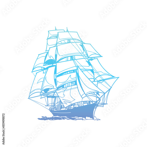 war sailing ship vector design