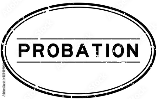 Grunge black probation word oval rubber seal stamp on white background