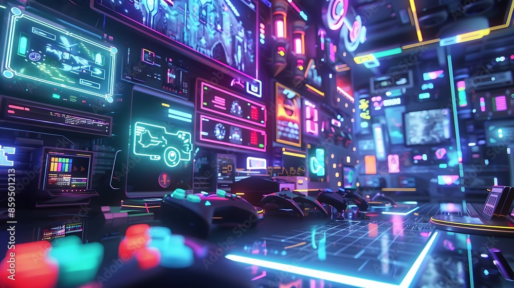 Futuristic 3d gaming abstract background with Caracter and glowing lines for desktop wallpaper Futuristic 3d gaming abstract background with Caracter and glowing lines for desktop wallpaper