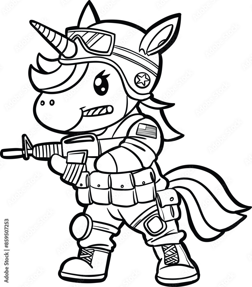 Unicorn soldier action shooting pose Unicorn soldier action shooting pose