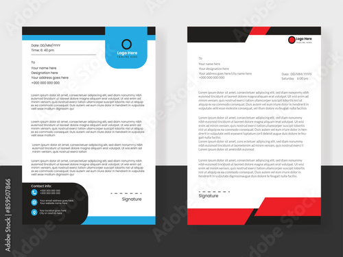 Clean and professional corporate company business letterhead template design with colorful and different design variation bundle A4 size.