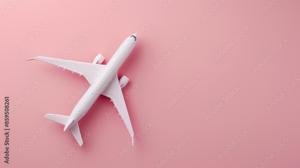 The airplane on pink background The airplane on pink background