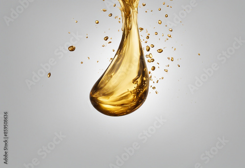 A shimmering drop of sesame oil mid-air capturing the essence of Asian cuisine isolated on transpare photo