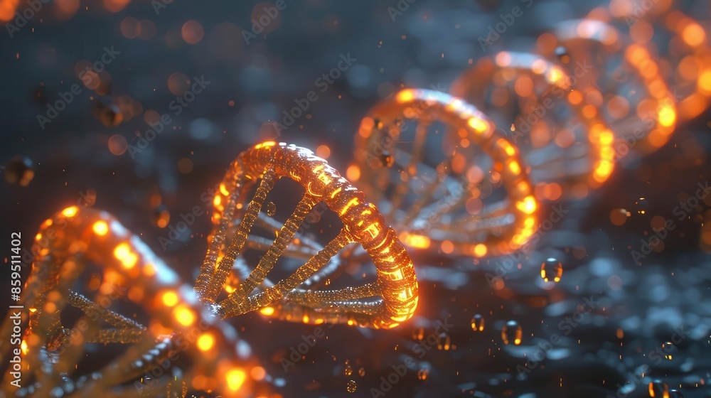DNA replication process during cell division, front view, highlighting ...