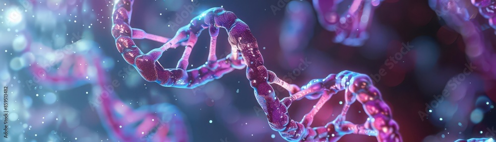 S phase of interphase, microscopic view, highlighting DNA replication, digital tone, Triadic Color Scheme, copy space for text, S phase of interphase, microscopic view, highlighting DNA replication, digital tone, Triadic Color Scheme, copy space for text,