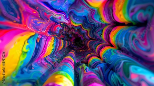 Crayons melting into a swirl of neon colors, creating a psychedelic effect, Psychedelic, Neon, Fluid Art © Nattapun