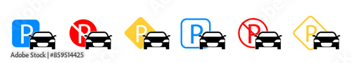 Parking signs set, set of vector icons for parking and auto traffic, isolated parking sign design, EPS 10 illustration