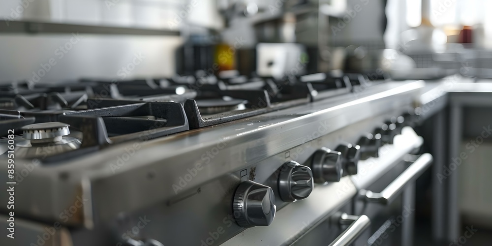 Stove top oven under kitchen hood for efficient cooking and baking. Concept Kitchen Appliances, Cooking Efficiency, Baking Success, Stovetop Oven, Range Hood Stove top oven under kitchen hood for efficient cooking and baking. Concept Kitchen Appliances, Cooking Efficiency, Baking Success, Stovetop Oven, Range Hood