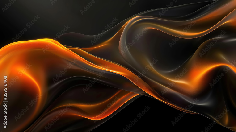 Obraz premium Abstract Flowing Orange and Black Background Closeup