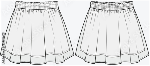 SHORT SKIRT WITH TULLE OVERLAY DEAIL DESIGNED FOR TEEN GIRLS AND KID GIRLS IN VECTOR FILE