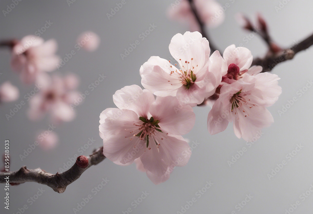 Fototapeta premium Seasonal floral branch made with fresh cherry blossom isolated on transparent background