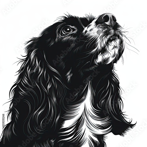Wallpaper Mural A black and white drawing of a Cavalier King Charles Spaniel dog Torontodigital.ca