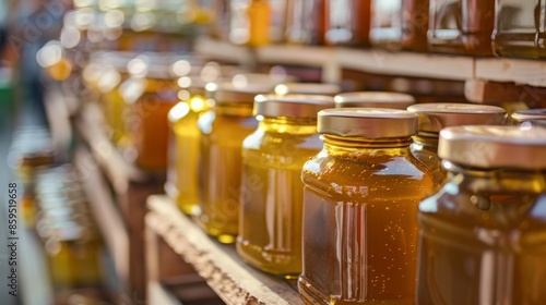 Wallpaper Mural Honey Jars on Market Shelf Torontodigital.ca