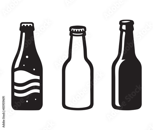 Vintage  bottle silhouette vector art illustration