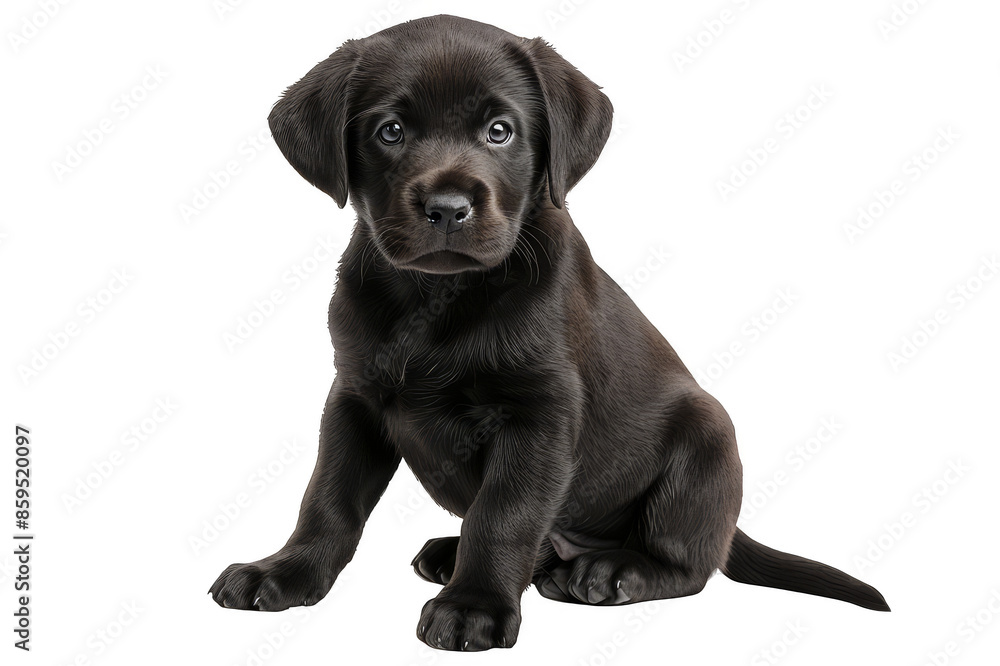 Small black labrador puppy on a transparent background Small black labrador puppy on a transparent background