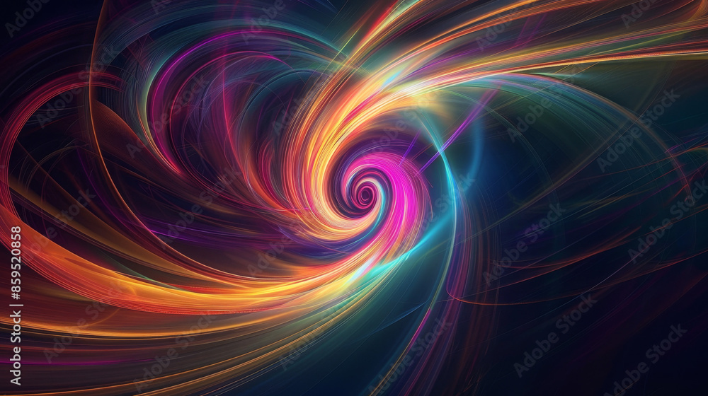 Abstract colorful background with glowing spiral lines, 3d rendering illustration of black hole or wormhole Abstract colorful background with glowing spiral lines, 3d rendering illustration of black hole or wormhole