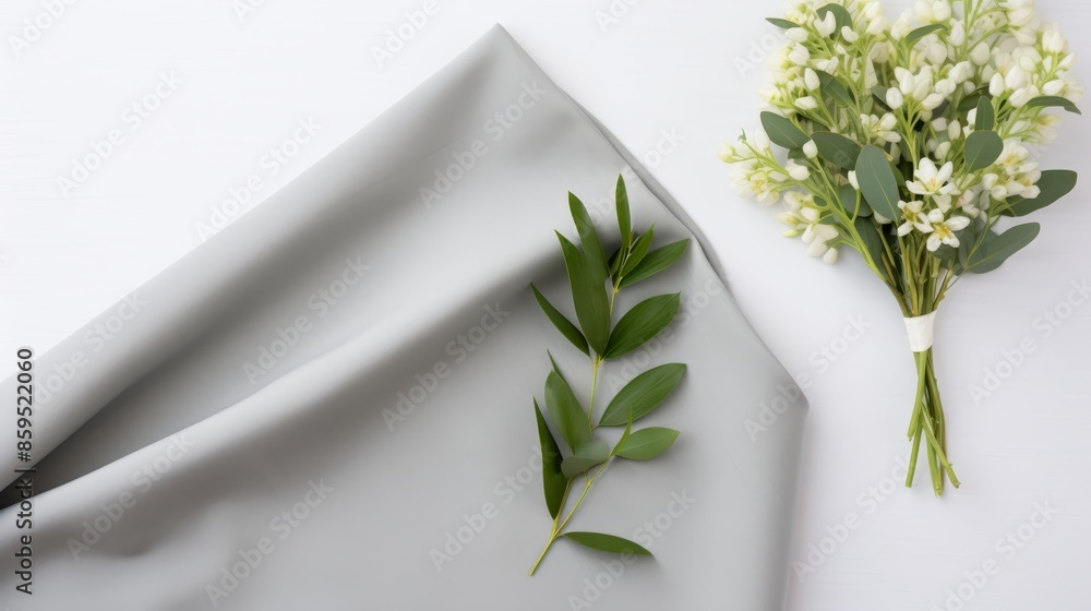 White floral wedding invitation mockup with blank space for date on white background White floral wedding invitation mockup with blank space for date on white background
