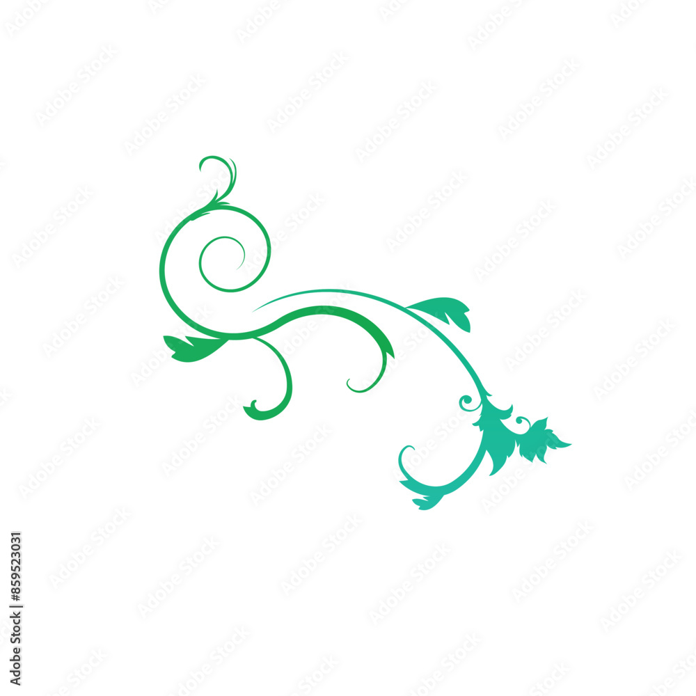 Fototapeta premium vector design of stems and small leaves in green color 2