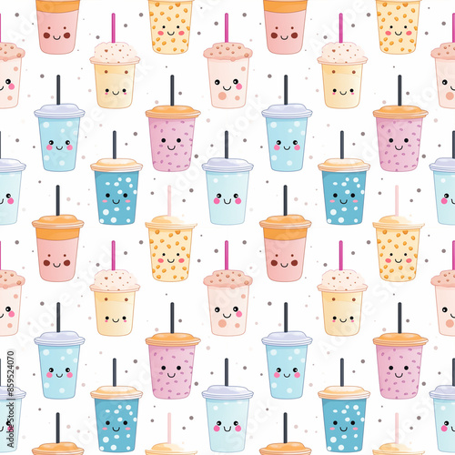 seamless pattern with Bubble milk tea