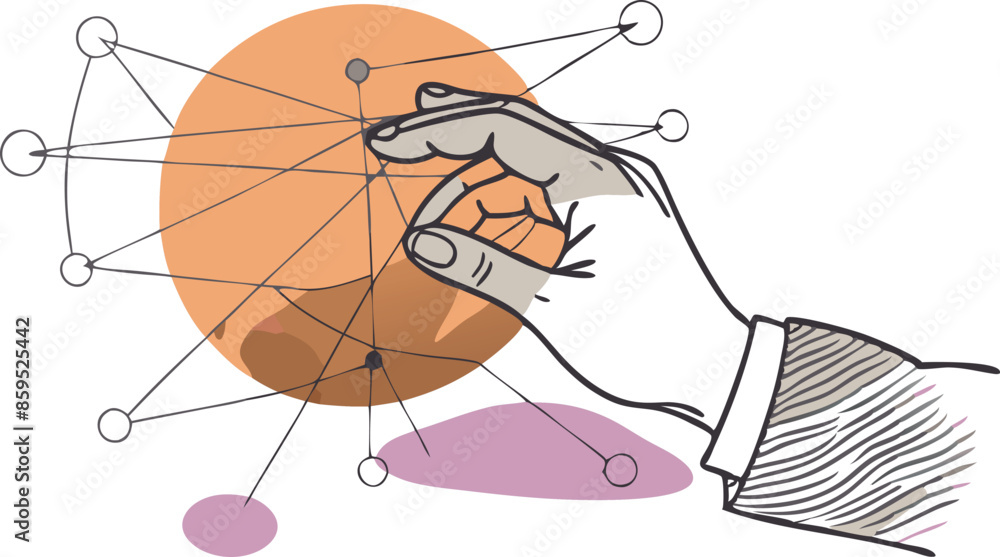 A hand is touching a circle with a lot of lines coming out of it A hand is touching a circle with a lot of lines coming out of it