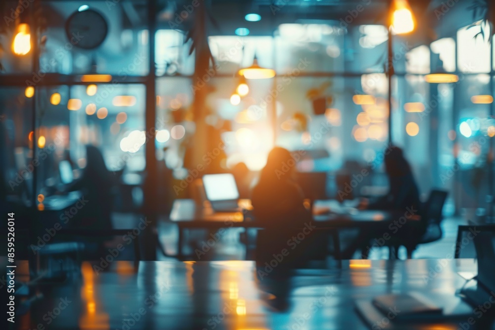 Blurred shot of business people work in office. ai generative Blurred shot of business people work in office. ai generative
