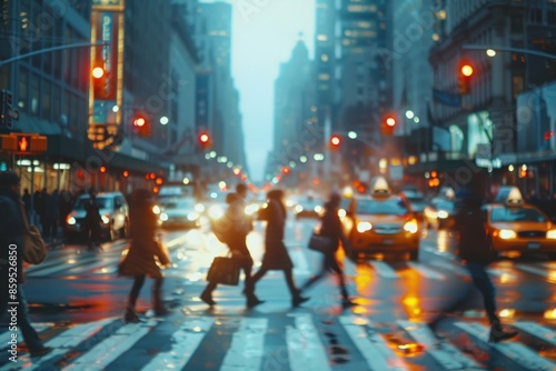 Wallpaper Mural Blurry city street scene, People crossing the street. ai generative Torontodigital.ca