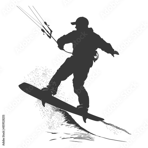 Kitesurfer Silhouette: Extreme Water Sport Illustration