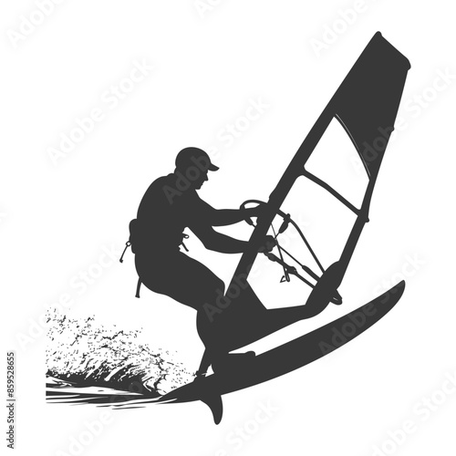 Windsurfer Silhouette: Water Sport Adventure.