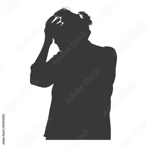 silhouette elderly woman holding headache in pain black color only