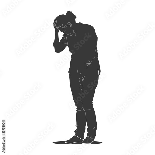 silhouette elderly woman holding headache in pain black color only