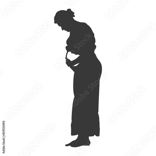 Silhouette of a Woman Nursing, Ancient Style Robe.