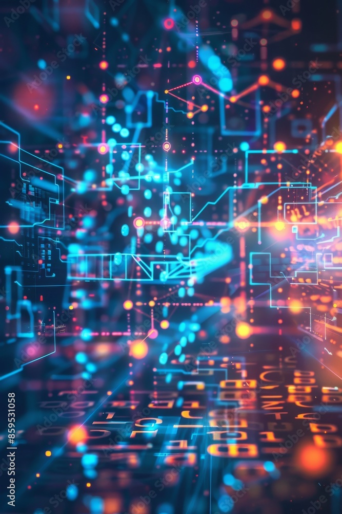 Fototapeta premium Abstract business background with digital transformation theme.