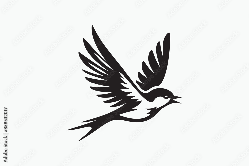 Fototapeta premium Bird silhouette vector style with white background