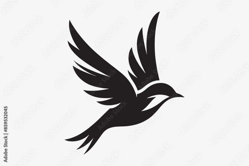Obraz premium Bird silhouette vector style with white background