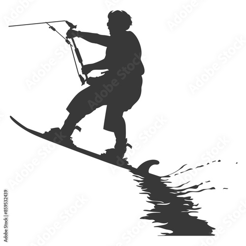 Wakeboarder Silhouette: Action Water Sport Jump, Abstract Vector Illustration