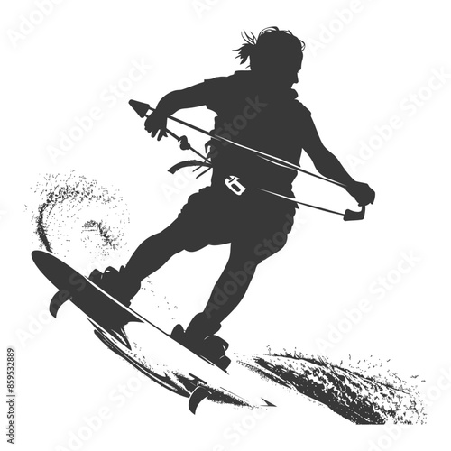 Silhouette Wakeboarder: Airbound Water Sport Graphic