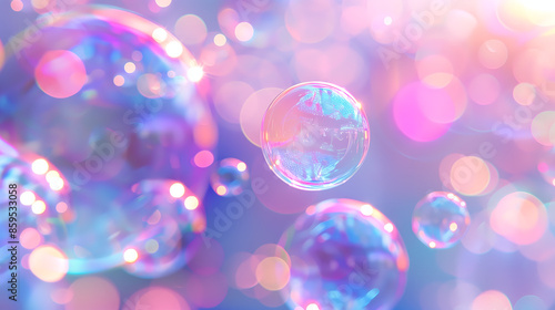 Abstract Light Illumination with Soap Bubbles, Ethereal and Dreamy Atmosphere. High-Quality Vector Illustration of Transparent Bubbles Floating, Creating a Magical Abstract Background